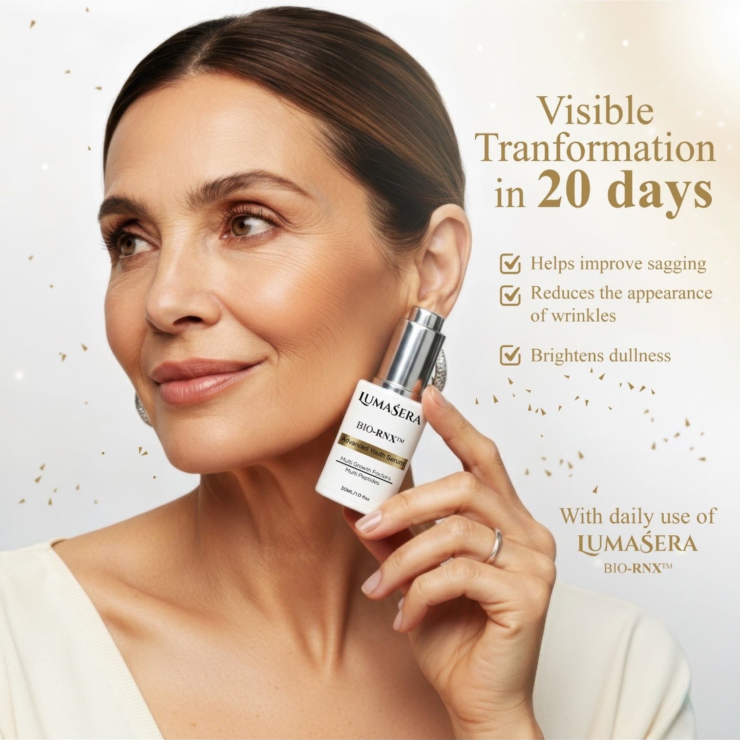 LumaSera Advanced Youth Serum,Multi Peptides+Multi Growth Factors, PDRN+EGF+Vitamin B3+Human Fibroblast Condition Media+Copper Peptides, Targets 8 Signs of Visible Aging, BIO-RNX™ Technology